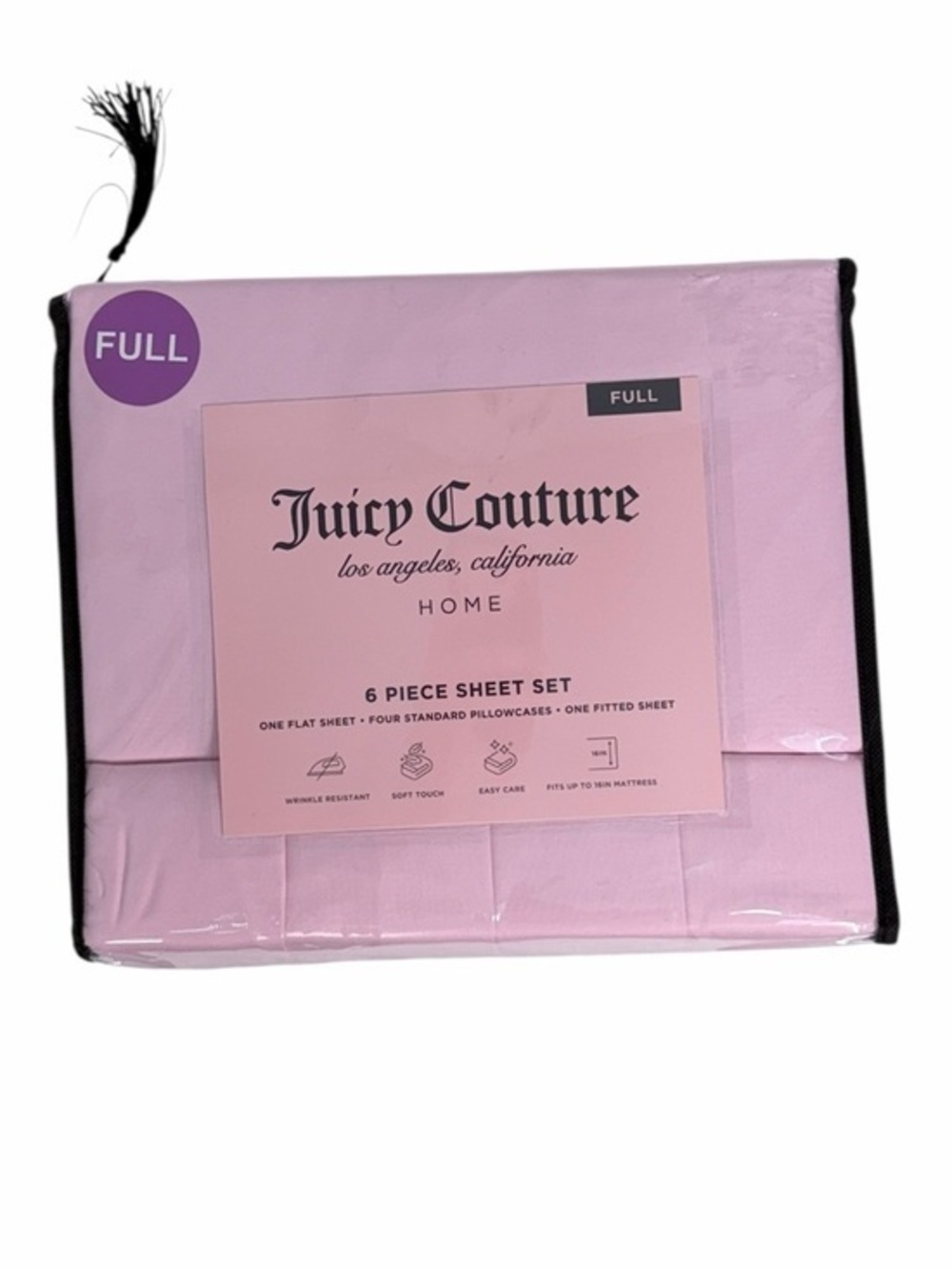 Juicy Couture Pink Full Sheet Set 6 Piece Bedding Set Flat Fitted Sheets